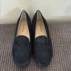 Nieman Marcus Stefina Black Suede Women's Loafers - Size 10